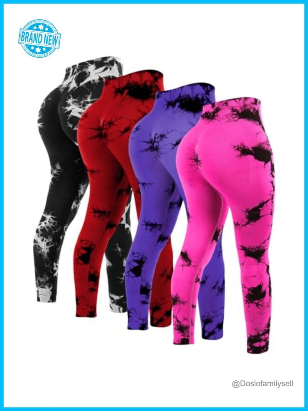 High Waisted Tie Dye Gym Leggings Seamless Yoga Pants 4 Pcs